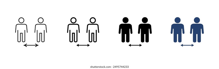 Social distance icon set. social distancing icon. self quarantine sign