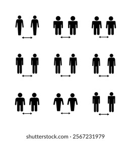 Social distance icon set. social distancing icon. self quarantine sign