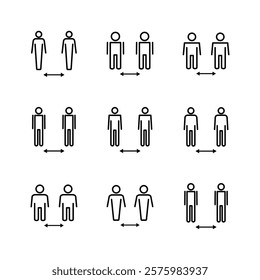 Social distance icon set. social distancing icon. self quarantine sign