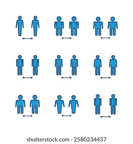 Social distance icon set. social distancing icon. self quarantine sign