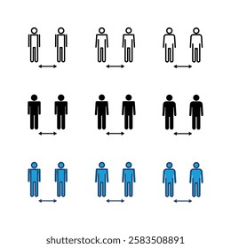 Social distance icon set. social distancing icon. self quarantine sign