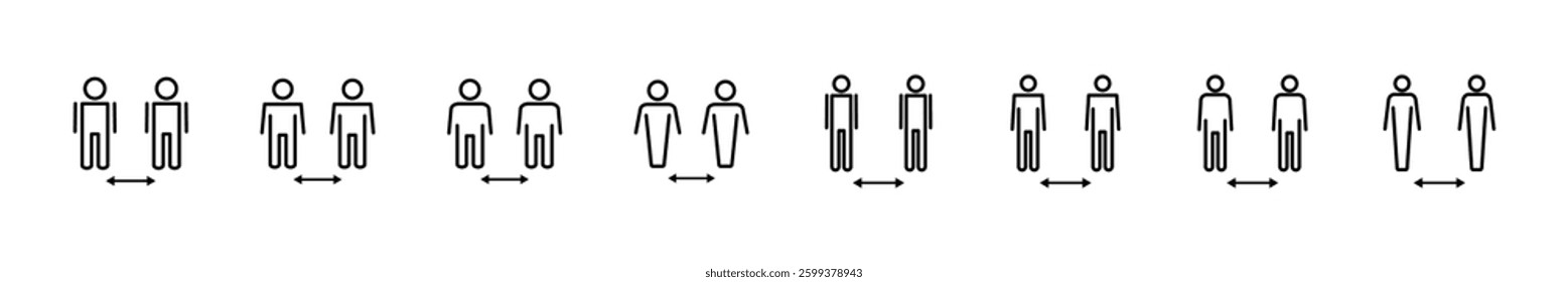 Social distance icon set. social distancing icon. self quarantine sign