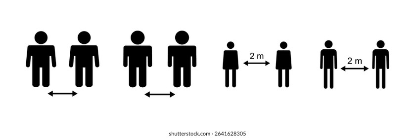 Social distance icon set. social distancing icon. self quarantine sign