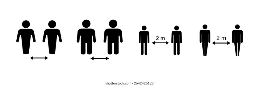 ícone Distância social definido. ícone distanciamento social. sinal de auto quarentena