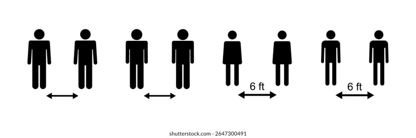 Social distance icon set. social distancing icon. self quarantine sign
