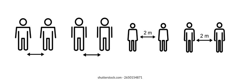 ícone Distância social definido. ícone distanciamento social. sinal de auto quarentena