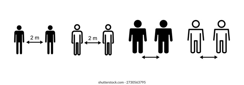 Social distance icon set. social distancing icon. self quarantine sign