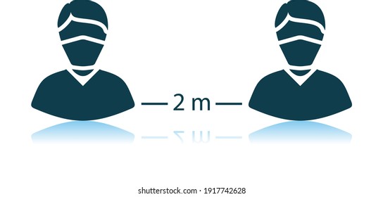 Symbol für soziale Distanz Schattenreflektionsdesign. Vektorgrafik.