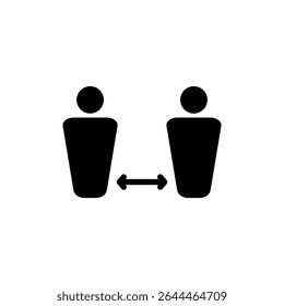 Símbolo de ícone de distância social para aplicativos e sites. sinal e símbolo de distanciamento social. sinal de autoquarentena