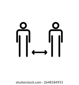 Símbolo de ícone de distância social para aplicativos e sites. sinal e símbolo de distanciamento social. sinal de autoquarentena