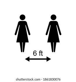 Vector de icono de distancia social. icono de distanciamiento social. signo de cuarentena automática