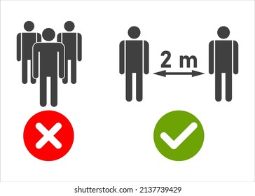 Symbol für soziale Distanz, Vektorgrafik. Symbol für soziale Distanzierung. SelbstQuarantänezeichen