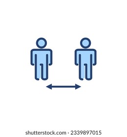 Vector de icono de distancia social. signo y símbolo de distanciamiento social. signo de cuarentena automática