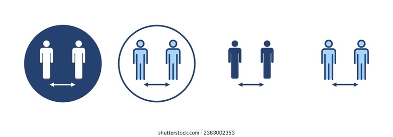 Symbol für soziale Distanz, Vektorgrafik. soziales Distanzzeichen und Symbol. SelbstQuarantänezeichen