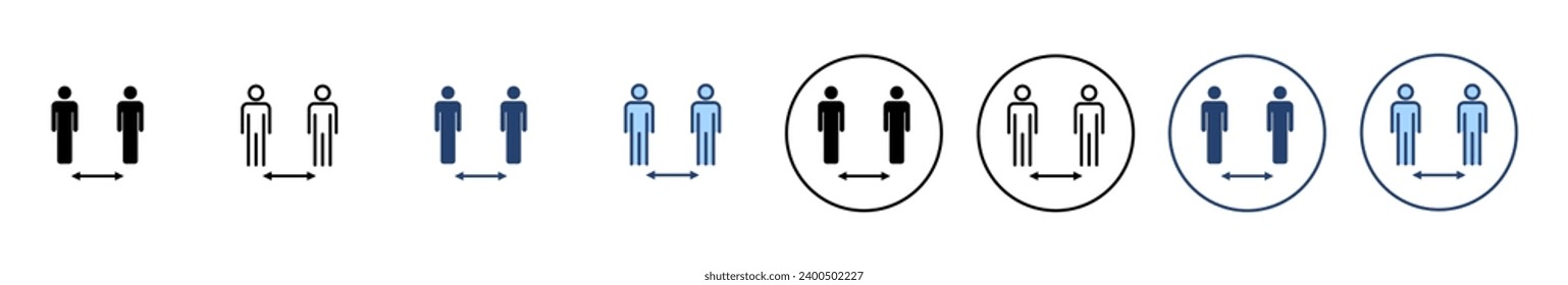 Vector de icono de distancia social. signo y símbolo de distanciamiento social. signo de cuarentena automática