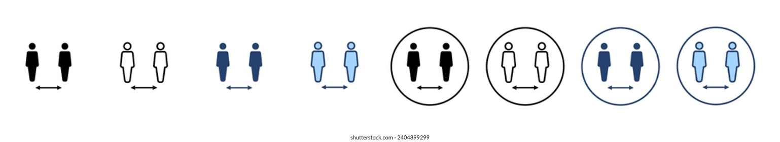 Symbol für soziale Distanz, Vektorgrafik. soziales Distanzzeichen und Symbol. SelbstQuarantänezeichen