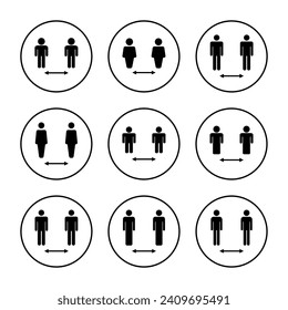 Social distance icon vector. social distancing sign and symbol. self quarantine sign