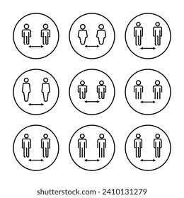 Social distance icon vector. social distancing sign and symbol. self quarantine sign