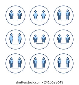 Social distance icon vector. social distancing sign and symbol. self quarantine sign