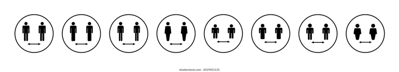 Symbol für soziale Distanz, Vektorgrafik. soziales Distanzzeichen und Symbol. SelbstQuarantänezeichen