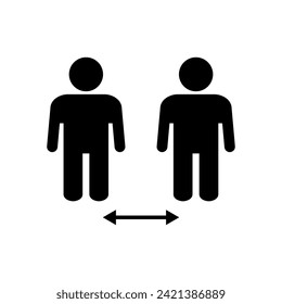 Vector de icono de distancia social. icono de distanciamiento social. signo de cuarentena automática