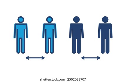 Icono de distancia social. Vector de distanciamiento social. signo de cuarentena automática