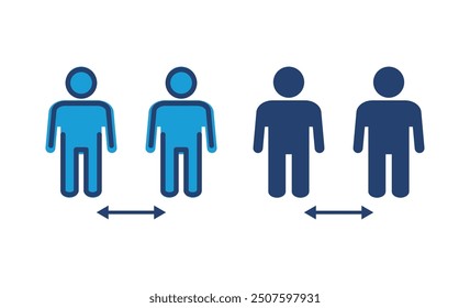Icono de distancia social. Vector de distanciamiento social. signo de cuarentena automática
