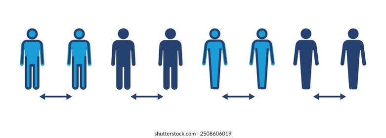 Icono de distancia social. Vector de distanciamiento social. signo de cuarentena automática