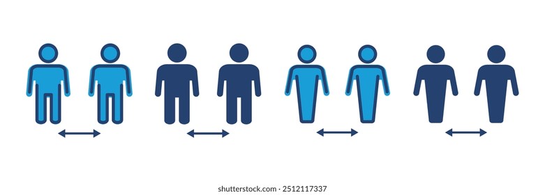 ícone de distância social vetor. ícone de distanciamento social. sinal de auto quarentena