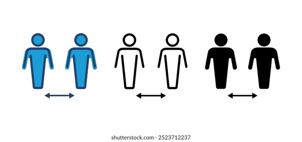 Icono de distancia social. Vector de distanciamiento social. signo de cuarentena automática