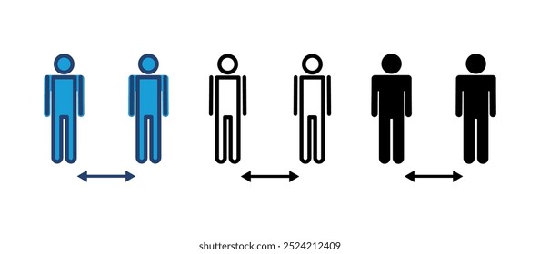 Icono de distancia social. Vector de distanciamiento social. signo de cuarentena automática