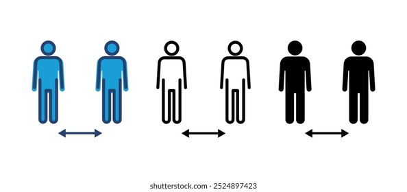 ícone de distância social vetor. ícone de distanciamento social. sinal de auto quarentena