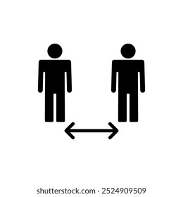 Ícone de distância social vetor. sinal e símbolo de distanciamento social. sinal de auto quarentena