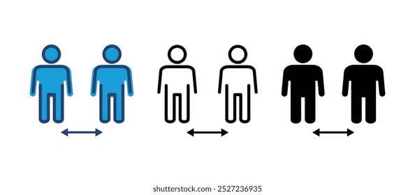 ícone de distância social vetor. ícone de distanciamento social. sinal de auto quarentena