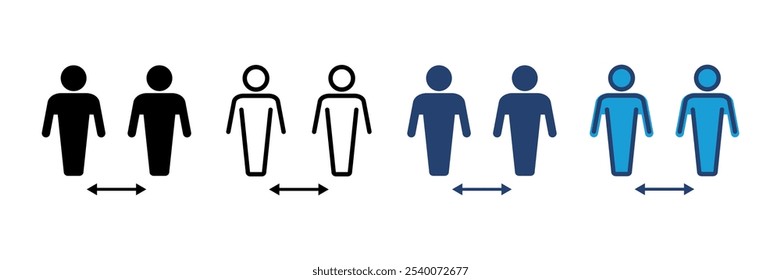 Icono de distancia social. Vector de distanciamiento social. signo de cuarentena automática