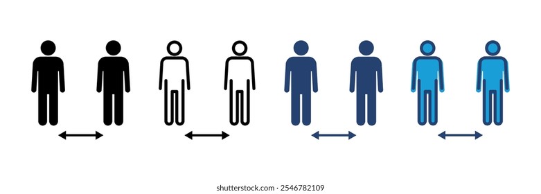 Icono de distancia social. Vector de distanciamiento social. signo de cuarentena automática