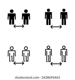 Social distance icon vector. social distancing sign and symbol. self quarantine sign