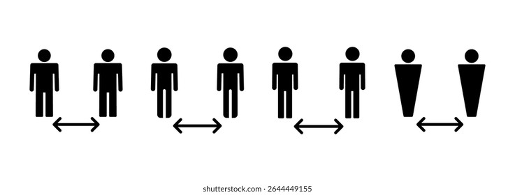 Ícone de distância social vetor. sinal e símbolo de distanciamento social. sinal de auto quarentena