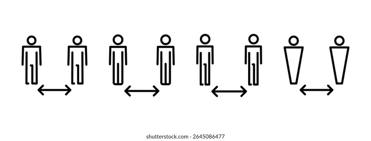 Ícone de distância social vetor. sinal e símbolo de distanciamento social. sinal de auto quarentena