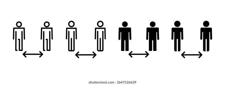 Ícone de distância social vetor. sinal e símbolo de distanciamento social. sinal de auto quarentena