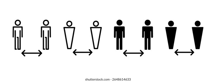 Ícone de distância social vetor. sinal e símbolo de distanciamento social. sinal de auto quarentena
