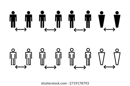 Ícone de distância social vetor. sinal e símbolo de distanciamento social. sinal de auto quarentena