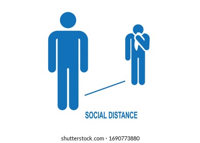 Social distance icon vector illustration (blue versio)  