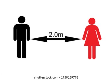 Social distance icon vector illustration. New rules of life under quarantine.