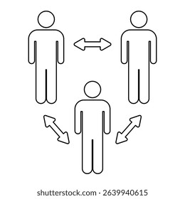Social distance icon. Vector illustration