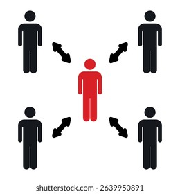 Social distance icon. Vector illustration.
