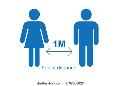 Social distance icon vector isolate (blue version)