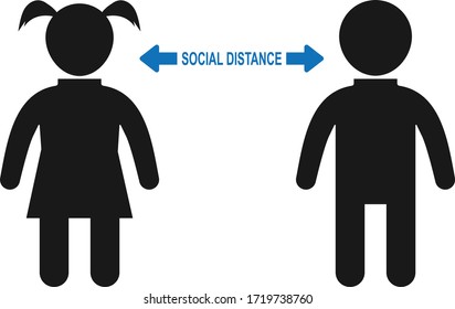 Aislamiento vectorial de icono de distancia social  