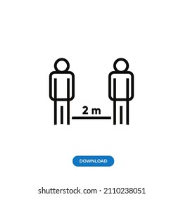 Social distance icon vector. Simple social distancing sign