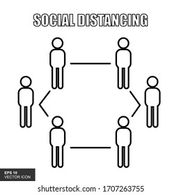 Social distance icons are isolated against the background. Maintain distance mark. Corona virus. Social Distance and Independent Quarantine. Keep Your Social Distance Warning Sign COVID 19